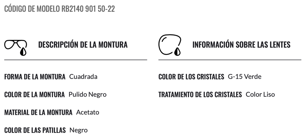 RAY-BAN 2140 Wayfarer  G-15 Negras